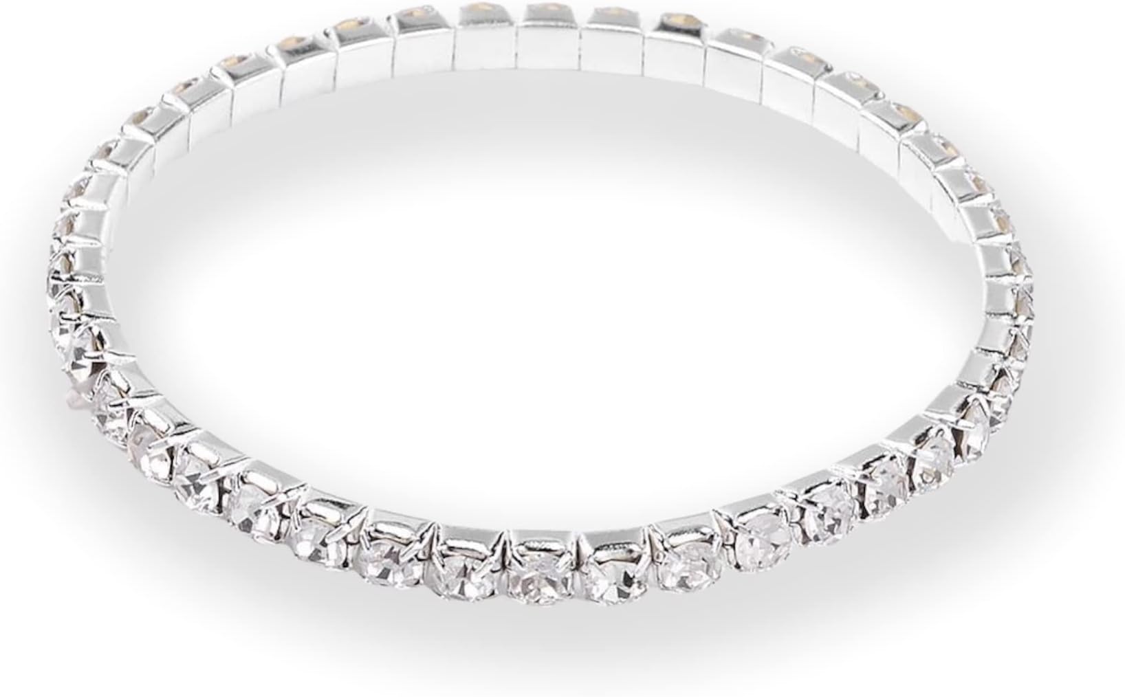 Rhinestone Tennis Stretchable Bracelet Silver Colour