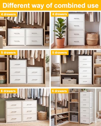Image of Fixwal Closet Drawers for Clothes, 2 Pack, 6 Drawers Stackable, 15.7 inch Wide