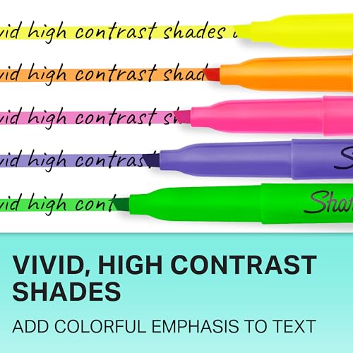 Sharpie Pocket Highlighters, Chisel Tip, Assorted Colors, 24 Count - Back to School, Office, Teacher Supplies