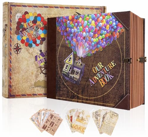 Our Adventure Book Scrapbook - Up Movie Inspired Hardcover Photo Album, Travel Diary Journal Memory Book for Couples, DIY Gift with Stickers (Anniversary/Wedding)
