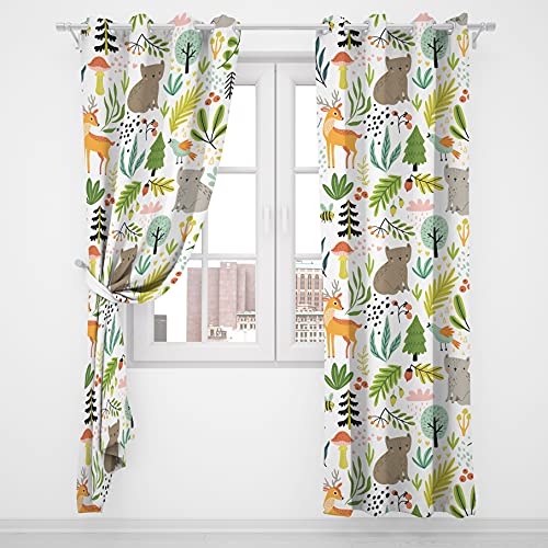 Trelemek Kids Blackout Curtains ,Grommet Thermal Insulated Room Darkening Printed Forest With Wild Animals Nursery And Kids Bedroom Curtains 42X63Inch thumb #1