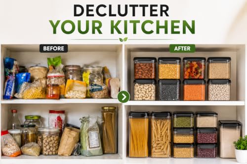 Image of 500ml Kitchen Storage Containers Set of 6 | Airtight Plastic Storage Jars for Kitchen | BPA Free Multipurpose Containers for Spices, Dry Fruits, Pulses, Snacks & Pantry Organization