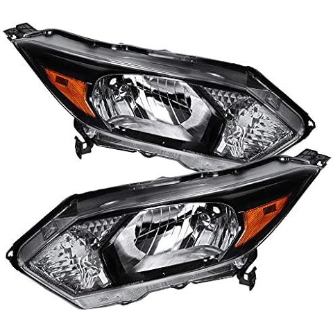 Carpartsinnovate For Honda 16-18 HR-V HRV Pearl Black Halogen Headlights Head Lamps Left+Right Cover