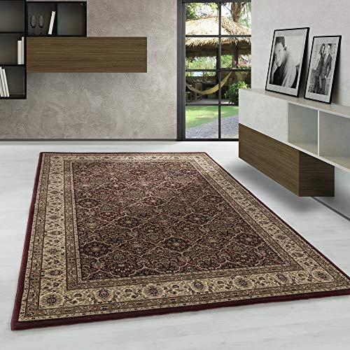 Carpetsale24 Orientteppich Kurzflor Orientalischer Teppich, Klassisch Oriental Ornament Design, Rechteckig, rot Farbe…