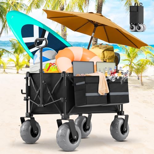 Foldable Beach Cart with Insulated Cooler