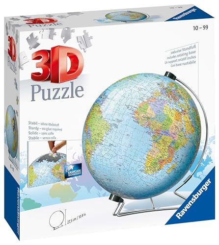Puzzle 3D Globe 540 pièces Ravensburger Éducatif pour enfants Sans colle Dès - vue 2
