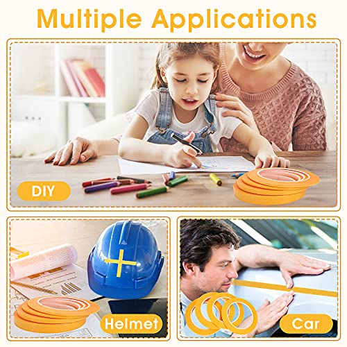 ASTER 4 Rollen Fijne Lijn Tape, Fineline Afplaktape 1/16, 1/8, 1/4 en 1/2 Inch Breed x 52 Yard, Schilders Gele Afplakband voor Doe-het-zelf en Auto Verf Kunst - Afbeelding 5