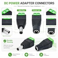 Dtmeng 10 Stück 5,5 mm x 2,1 mm Männlich und Weiblich DC-Stecker Buchse Netzadapter für CCTV-Kamera, LED-Leiste leuchtet Adapter Plug Jack Adapter Connector (5 x DC Buchse, 5 x DC Stecker) – Ansicht 8
