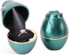 Rolin Roly Green Ring Box with LED Light Rose Jewelry Ring Case Jewellry Display Gift Boxes for Proposal Wedding Ring Box Ceremony Engagement Proposal Anniversary