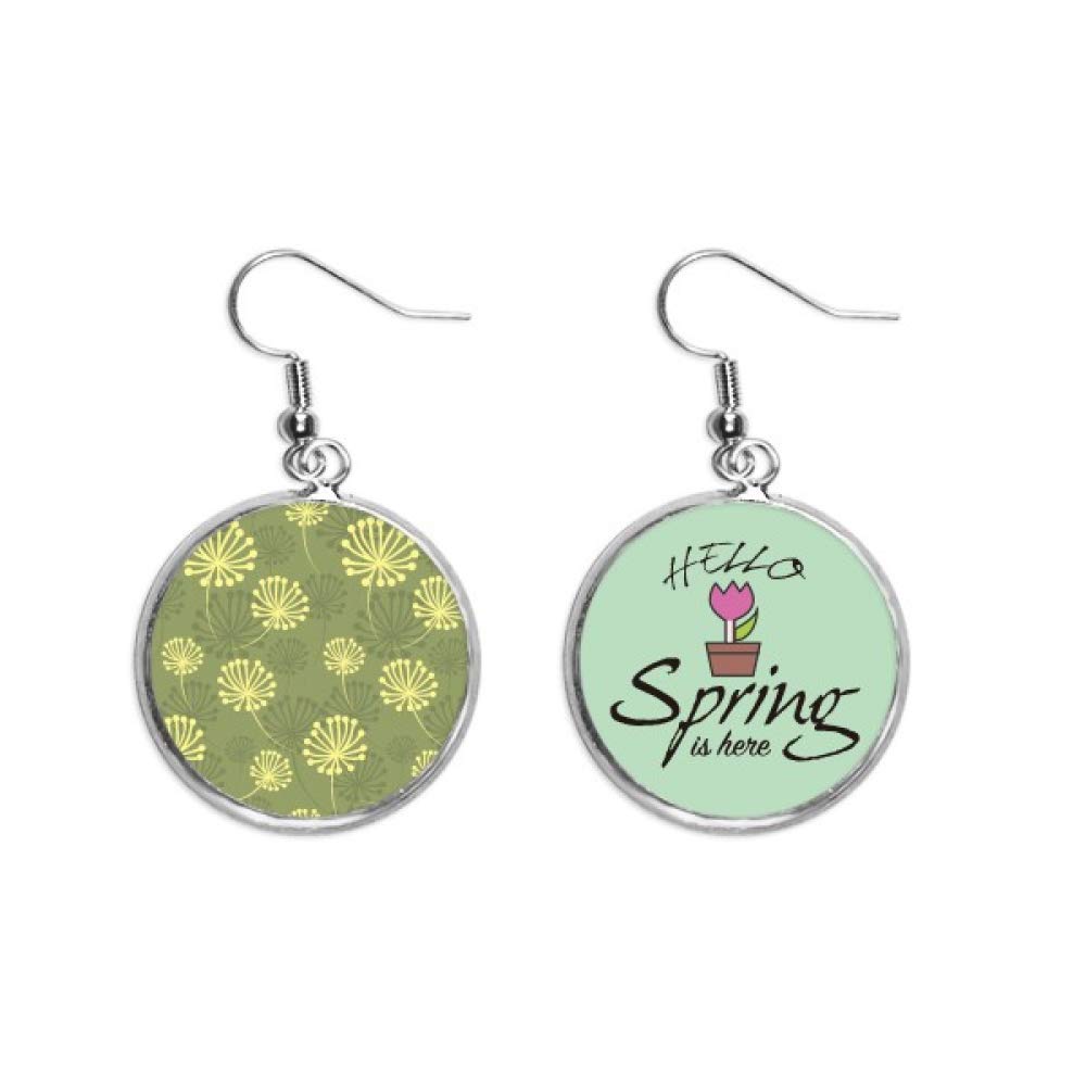 Pendientes de primavera con patron de diente de leon verde y amarillo joyas colgantes 5