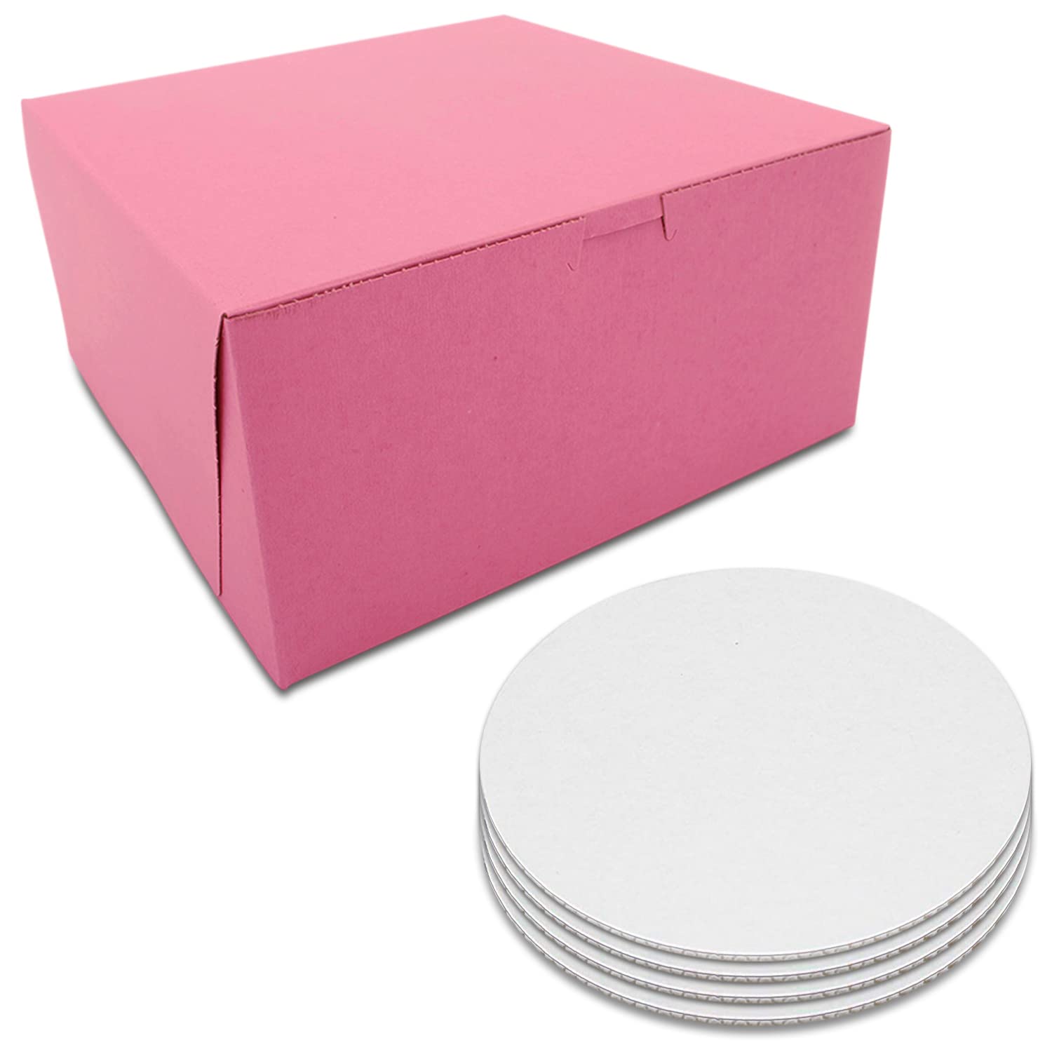 HeroFiber 10 Cake Boxes Pink, Bakery Boxes 10x10x5, Christmas, Valentines Day, Pastry, Baking, Cheesecake, Pie Box, Disposable Cake Supplies, Cajas Rosas Para Pastel, Large Round Carrier