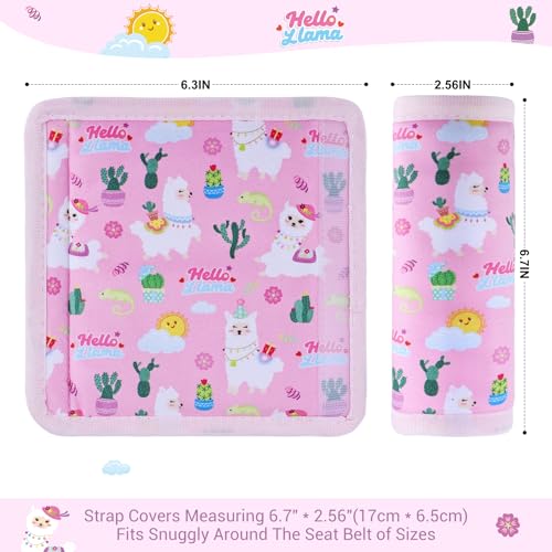 Image of COOLBEBE Car Seat Straps Shoulder Pads for Baby Kids, Super Soft Seat Belt Covers for All Car Seats /Pushchair /Stroller /High Chair, Pink Alpaca, Polyester Material