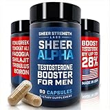 Testosterone Booster for Men - Sheer Alpha T-Booster - Clinically Backed Dose, Strongest Formula - Made in USA - Premium Blend of Fadogia Agrestis Tongkat Ali and Shilajit. 30 Servings