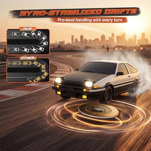 Image of [2026 New Upgrade 1 /43 Scale Mini RC Drift Car with Gyroscope, Toys for Age 8-14 Old Birthday Gifts, Micro Small with Full Proportional RTR 2.4GHz Remote 2 Tire Sets 8 Cones - White