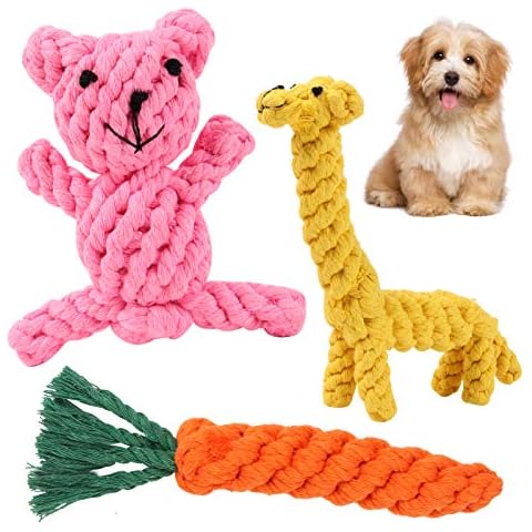 Puppy Chew Toys Rope Teething Clean, Cute Design Durable Cotton Rope Toys for Small Dogs Dental Care and Avoid Boredom Cover