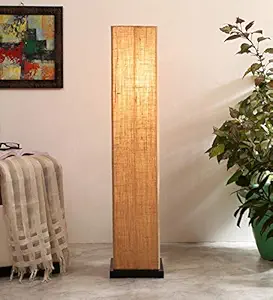 AMDHOME Beige Jute Square Wood Floor Lamps (Beige,Jute) 86