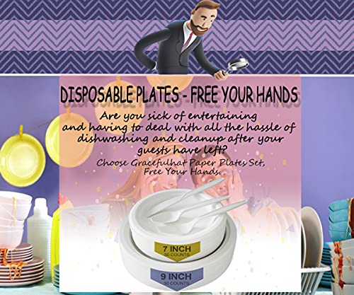 Chinette Paper Plates Dinner (7 Inch 50 Pcs) + Disposable Plates (9 Inch 50 Pcs), Dessert Plates Disposable, Compostable Biodegradable Dinner Plates, Set Of 100, Suitable For Restaurant/Fast Food Shop #TOP7
