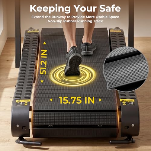 Image of Curved Treadmill with Non-Electric Motorized, Rubber Track and Non-Slip, Foldable Self-Propelled Treadmill with LED Display for Home, Running Training, No Assembly Required 350LBS