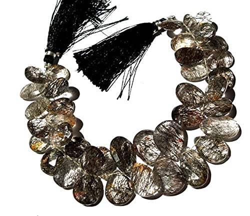 Quartz rutilé noir perle poire briolette facettée 207cts pour bijoux DIY