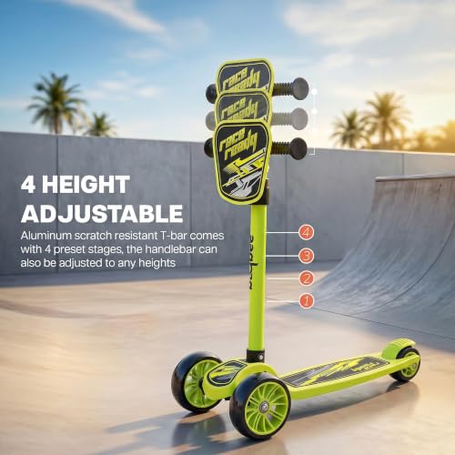 Image of Baybee Trickster Baby Kick Scooter for Kids | Foldable 3 Wheel Kids Scooter with 4 Height Adjustable & Foot Brake | Runner Scooters with Magic Board | Skate Scooter for 2+ Years Boy Girl (Green)