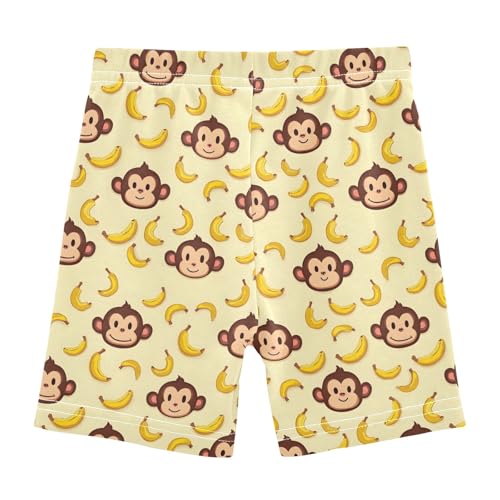 Cute Yellow Monkey Banana Girls Shorts Elastic Waist Sports Shorts Girls Leggings Pants for 4-10 Years2