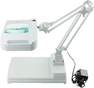 Lente D'Ingrandimento Desktop Con Supporto,LED Lampada Da Tavolo 5x 10x, Lettura Di Visione Bassa, Design Gioielli, Ricamo, Francobolli Studio, Ispezione Manutenzione,10Xwhiteglass