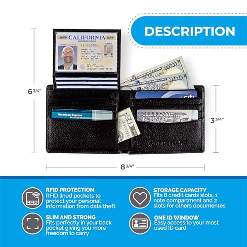 RFID Blocking Stylish Genuine Leather Wallet for Men - Excellent as Travel Bifold - Credit Card Protector2