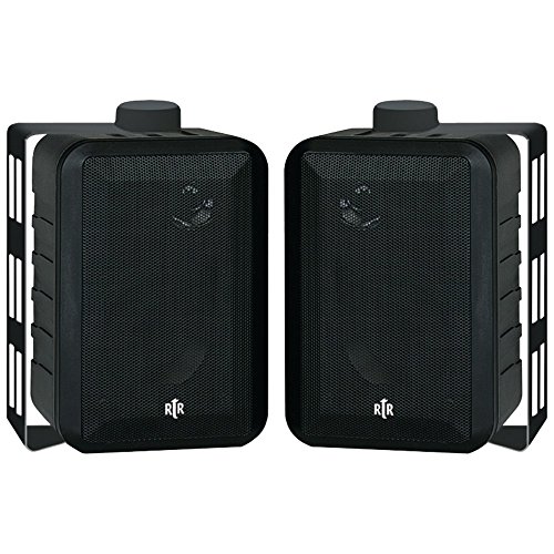 BIC AMERICA RTRV44-2 4 RtR Series 3-Way Indoor/Outdoor Speakers (Black) - TWO YEARS
