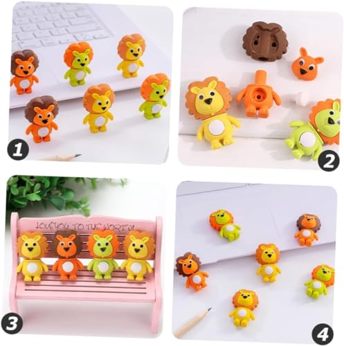 Image of AK Store (Pack of 4) 3D Cute Cartoon Shape Rubber Pencil Erasers, School Stationery for Kids, Boys Girls, Birthday Return Gifts (Lion)