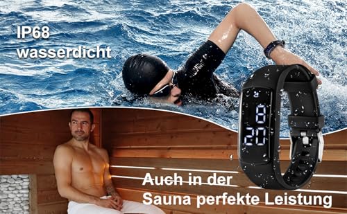 Ohne Handyverbindung, EPERSU IP68 wasserdichte Schrittzähler Uhr, Fitness Tracker Armband Kalorienzähler für Erwachsene, Kinder, Männer, Frauen, ohne App, ohne Bluetooth, für Sauna & Schwimmen – Bild 5