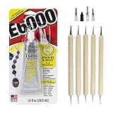 E6000 Jewelry and Bead Adhesive Bundle: Includes 4 Precision Applicator Tips and a Set of 5 Nail Dotting Tools - Double-Headed with Various Sizes for Optimal Transfer and Application