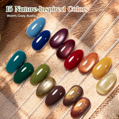 Image of Beetles Fall Gel Nail Polish Kit With Cat Eye Colors, Base & Top Coat