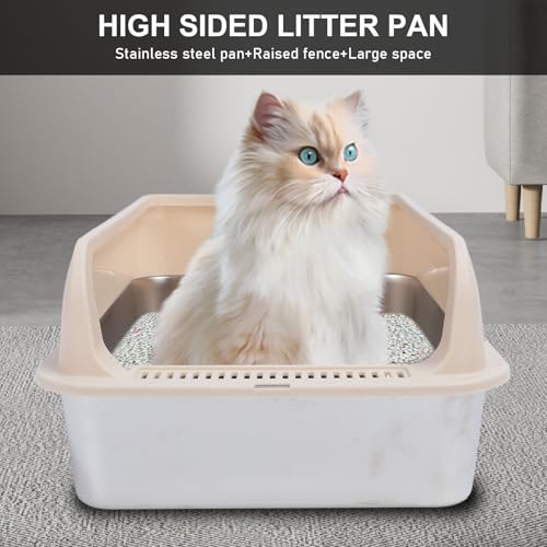 Caja de arena para gatos acero inoxidable con lados altos miniatura 4