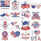 Briyhose 4th of July Temporary Tattoo For Kid Women, Silver USA Patriotic American Flag Fourth of July Fake Tattoo Adult Boy Girl, Memorial Day, Independence Day, Temp Tatoo Sticker Party, 8-Sheet