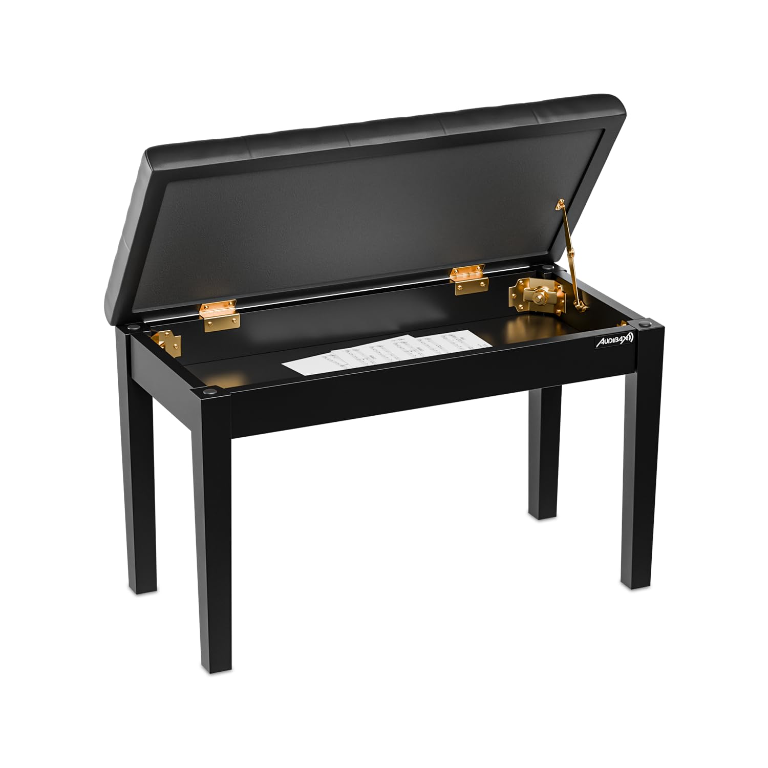 Audibax KB502 Banqueta Doble Piano/Teclado con Compartimento Negro