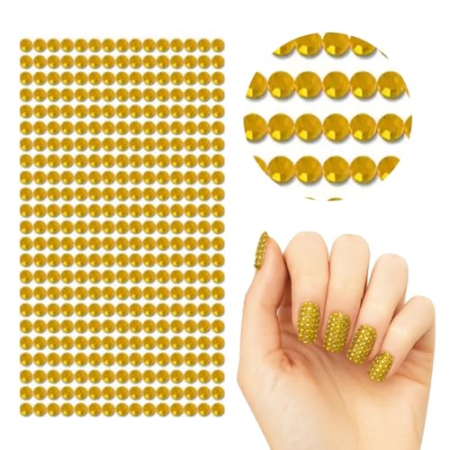 ラインストーンシール デコシール ジュエリータイプ ゴールド 5mm 300粒 強力粘着 キラキラ 装飾シール DIY 推し活 うちわ ハンドメイド NYANDELMO ND-0269-R01-GD-5mmの商品画像（Amazon）