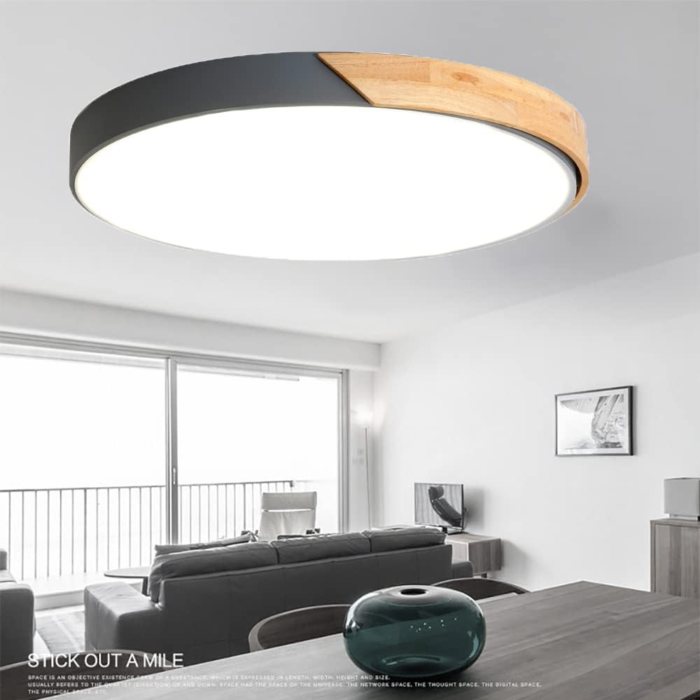 Plafonnier LED encastré 24W à intensité variable en bois gris