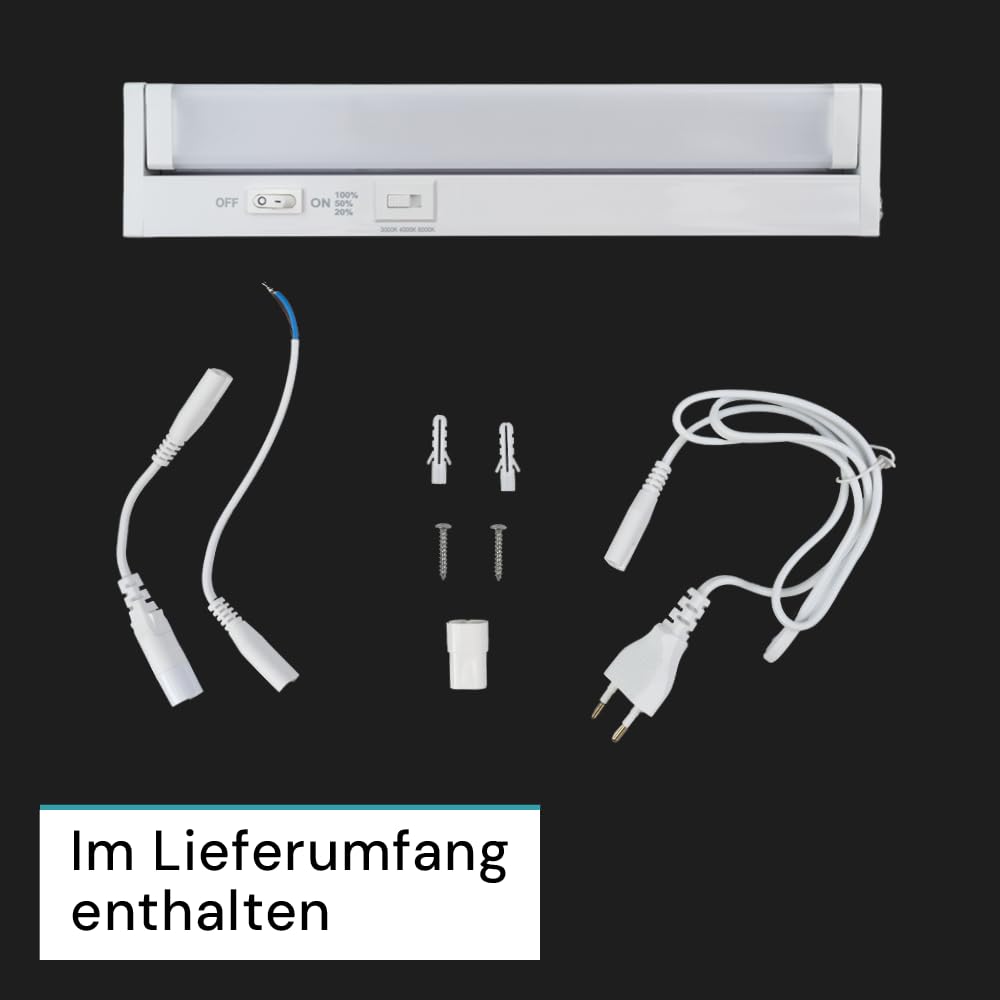 LUXULA LED Unterbauleuchte schwenkbar 30cm, Schrankbeleuchtung mit Schalter IP20, dimmbar 2700K 4000K 6000K, 29,7x6,1x2,4 cm, 4W, 400lm, Unterbau LED Lichtleiste Weiß, Küchenlampe