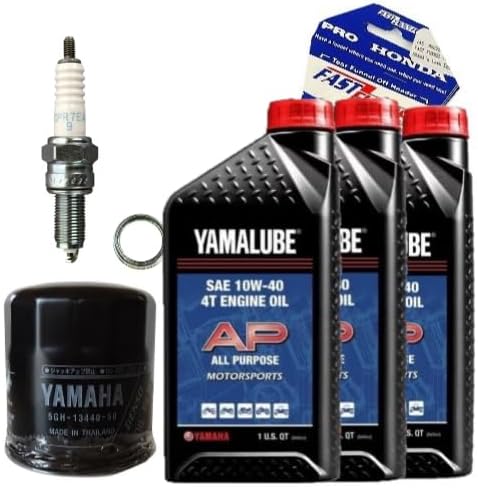 Generic OEM Oil Change Kit W/Spark Plug Compatible With Yamaha Kodiak and Grizzly 700 YFM700R (2007-2024), 10W-40AP-5GH-214-3901