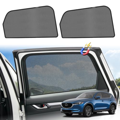 Image of KUST Car Window Shades for 2017-2023 Mazda CX5 CX-5 Accessories, Breathable Mesh Magnetic Window Covers, Rear Back Side Window Sun Shades UV Block Privacy Protection for Baby Camping Napping 2PCS