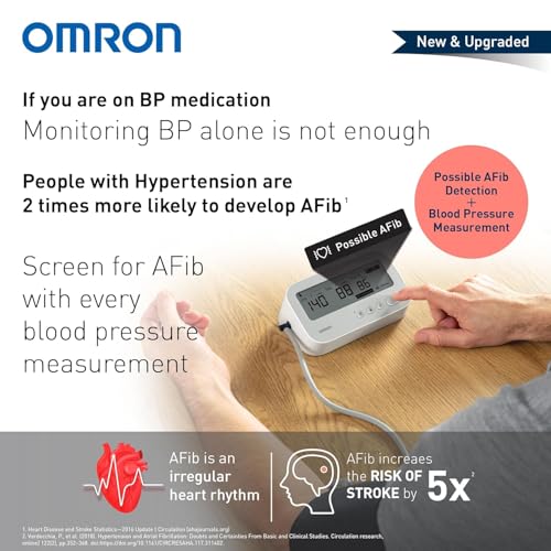 Image of Omron HEM-7194T1-FL Upper Arm Automatic Blood Pressure Monitor with AFib Detection, IntelliWrap 360 Accuracy Cuff, Large Display, without AC Adapter
