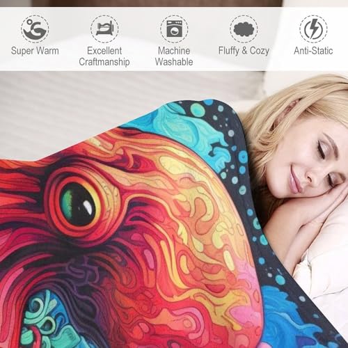 Manta de forro polar con pulpo de microfibra de 180x200 cm para cama 6