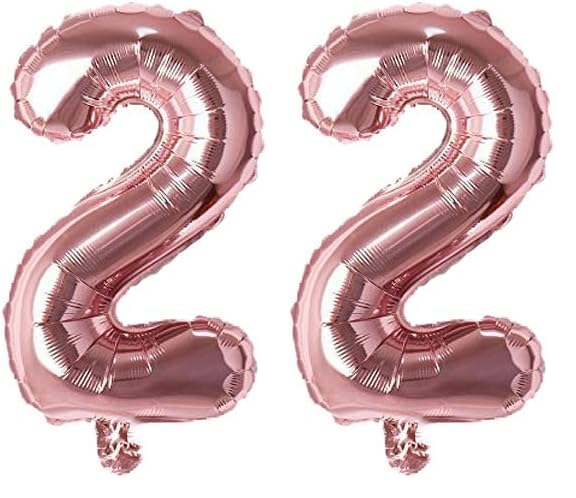 Image of Rozi Decoration 16 Inch Rose Gold 2nd Number Foil Balloon Helium Supported Pack of 2 Pcs | 2 Balloon for Birthday | 2nd Anniversary Decoration Items