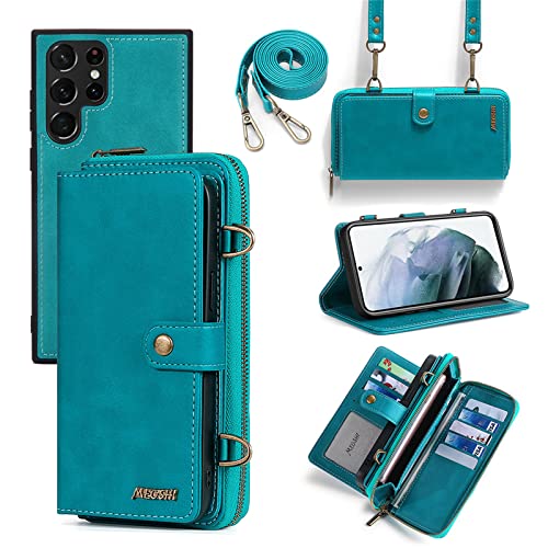 Coque pour Samsung Galaxy S23 Ultra étui portefeuille cuir flip folio magnétique détachable