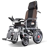 RAYACO Duty Electric Wheelchair With Headrest, Foldable And Lightweight Powered Wheelchair,Seat Width 46Cm,Adjustable Backrest And Pedal Angle,360° Joystick, Weight Capacity 120KG