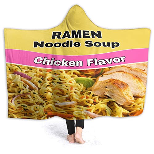 Wearable Hooded Blanket for Women Men,Super Soft Plush Ramen Noodle Soup Chicken Flavor Cloak Wrap Blanket Cozy Hoodie Throw for Sofa Couch Travel,40
