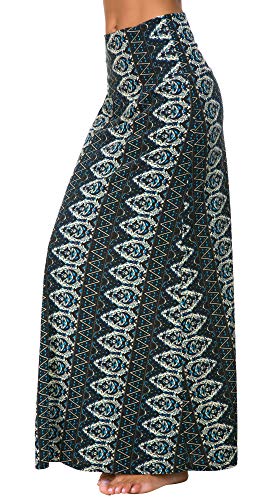 Image of Urban CoCo Women's Stylish Spandex Comfy Fold-Over Flare Long Maxi Skirt