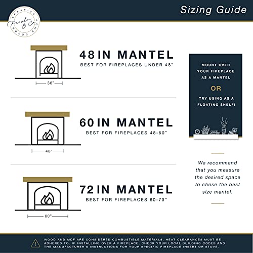 Image of MCS 72-Inch Mantel, Master & Co Warm Gray Finish Solid Wood Floating Fireplace Mantel, Long Floating Shelf for Livingroom with Wood Cleat Hanging System, Photo and Home Decor Display Shelf