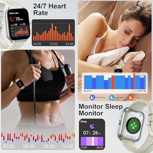 Image of Smart Watch 2026 NEW 1.91 inch Smartwatch for Men Women(Answer /Make Call),Fitness Watch with 110+ Sport Modes, Reloj Inteligente with Sleep Monitor /Heart Rate /Step /Calories /IP68,for Android iOS, Beige