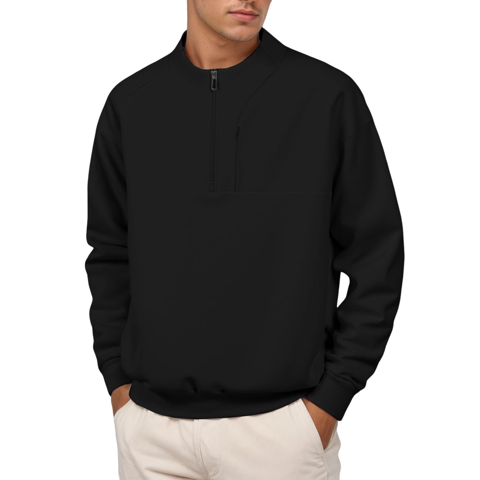 Pull homme hiver noir en tissu éponge premium au design classique d'art